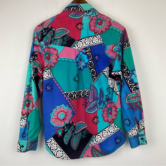 Vtg Frontier Series size Medium Women’s Multicolor Colorful Aztec Western Shirt - Picture 8 of 9